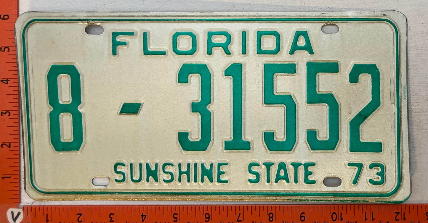 1973 Florida #8-31552 Passenger License Plate