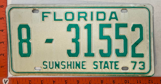 1973 Florida #8-31552 Passenger License Plate