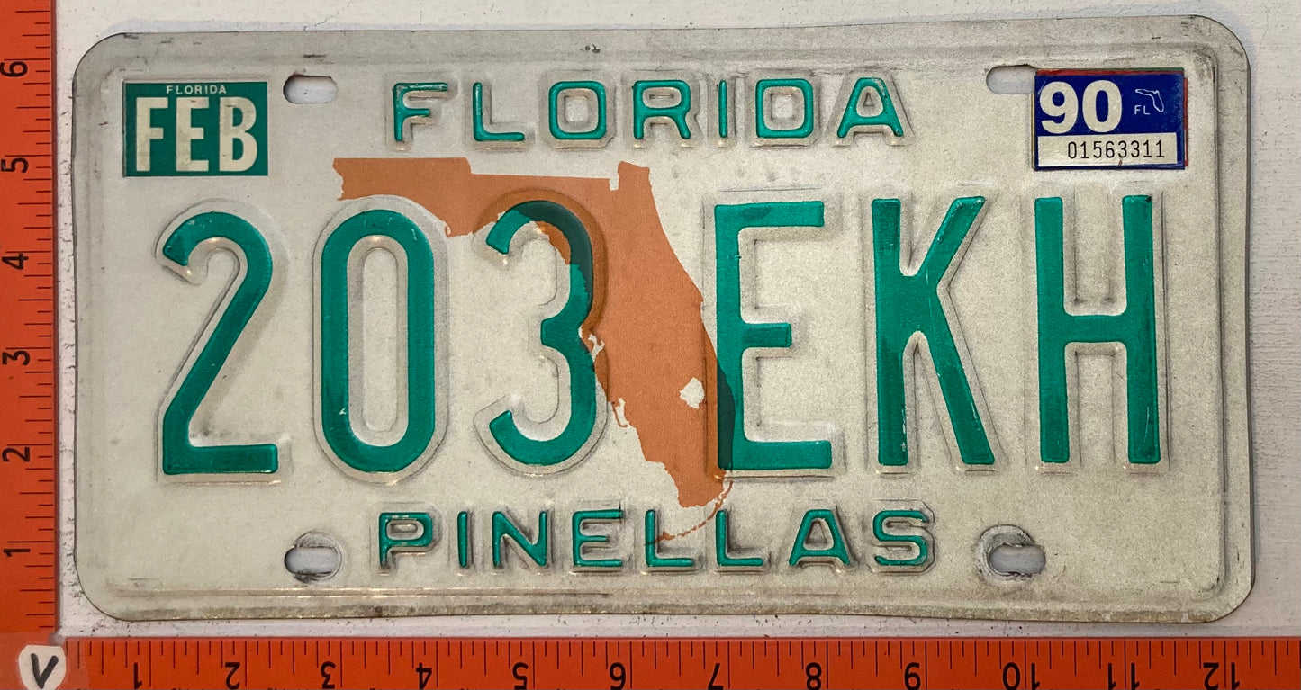 1990 Florida #203 EKH Passenger License Plate