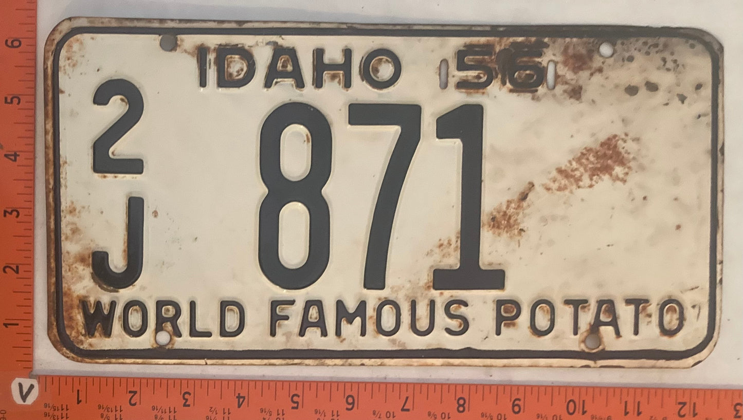 1956 Idaho #2/J 871 Passenger License Plate