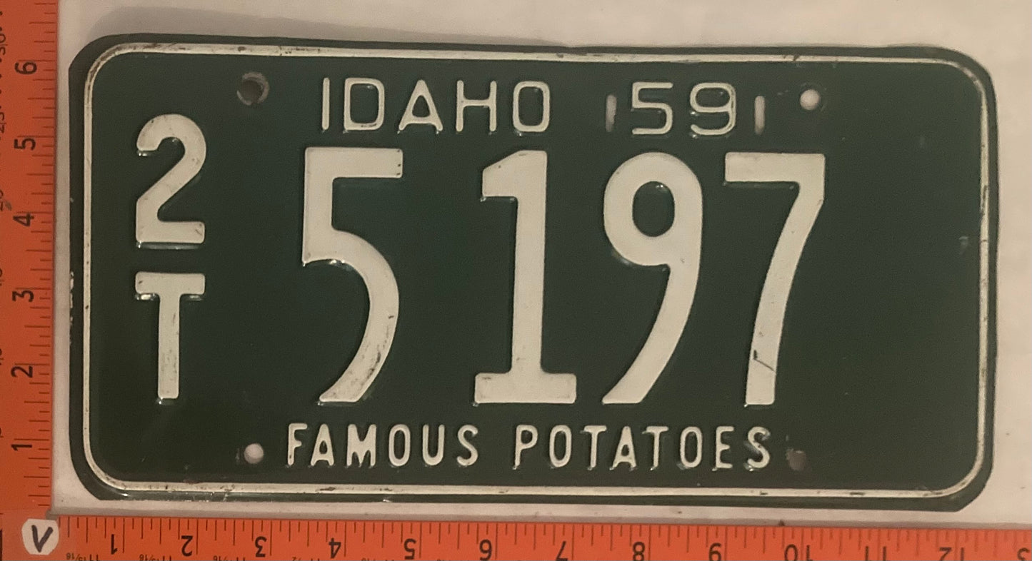 1959 Idaho #2/T 5197 Passenger License Plate