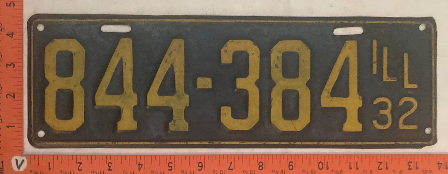 1932 Illinois #844-384 Passenger License Plate