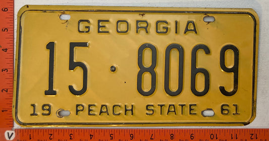 1961 Georgia #15-8069 Passenger License Plate