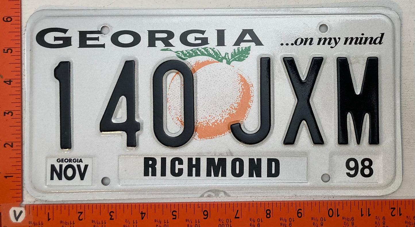1998 Georgia #140 JXM Passenger License Plate