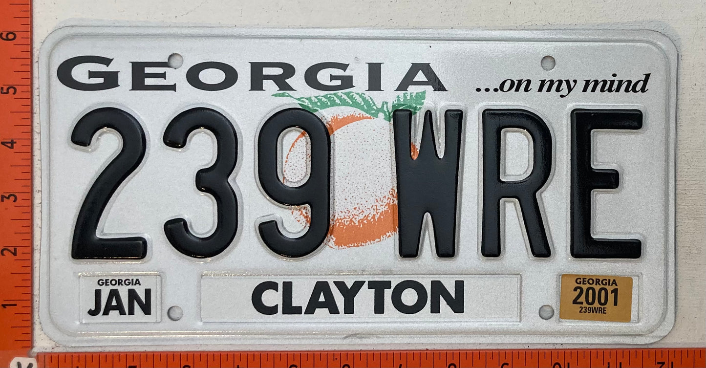 2001 Georgia #239 WRE Passenger License Plate
