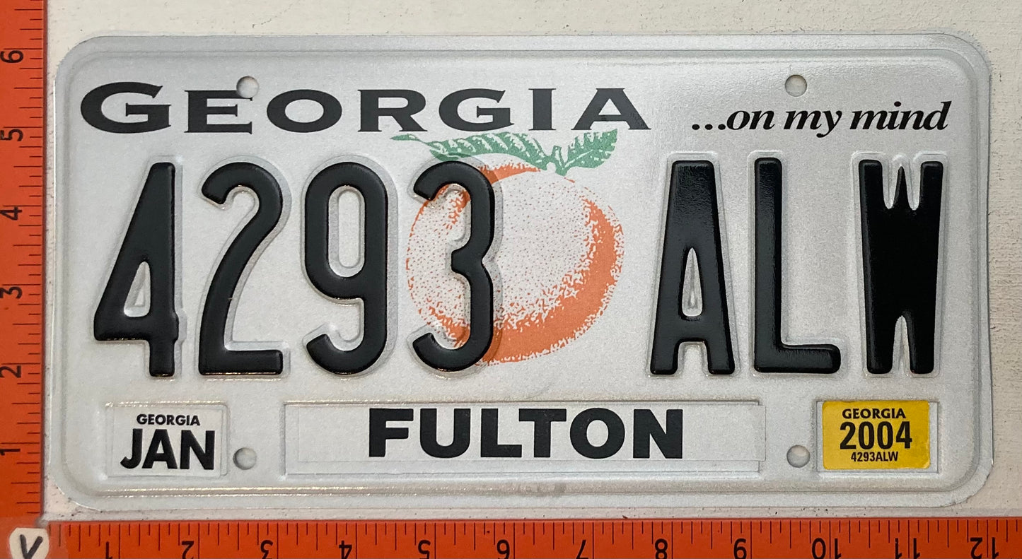2004 Georgia #4293 ALW Passenger License Plate
