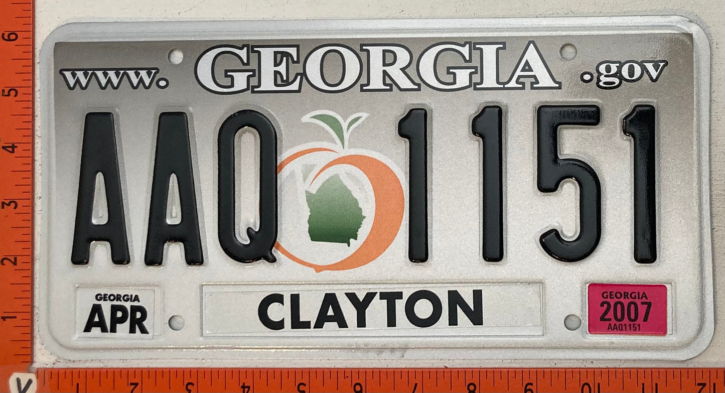2007 Georgia #AAQ 1151 Passenger License Plate