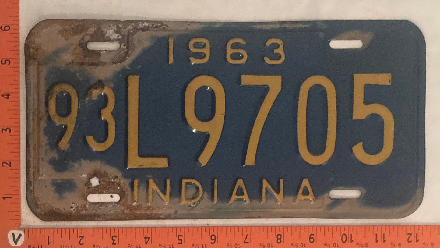 1963 Indiana #93L9705 Passenger License Plate