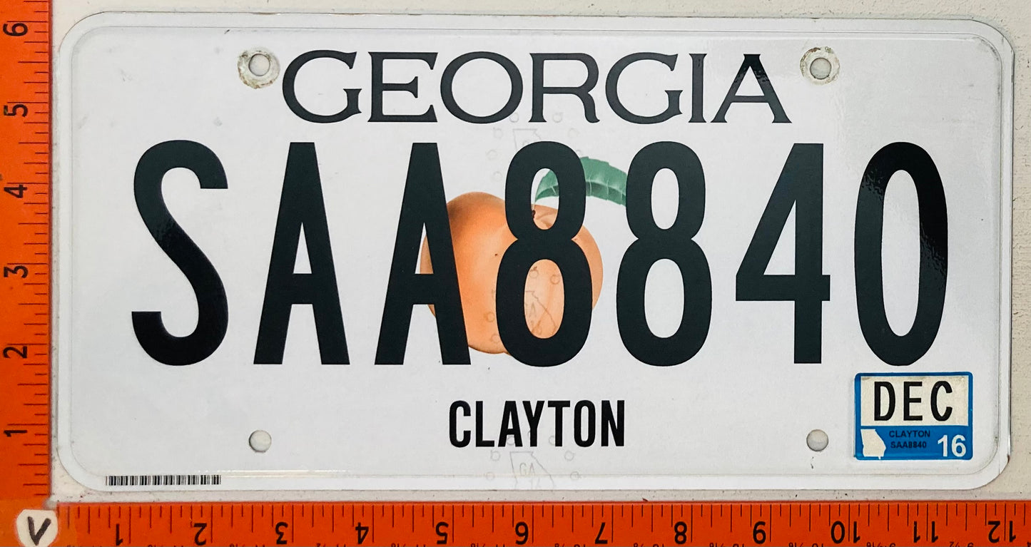 2016 Georgia #SAA8840 Passenger License Plate