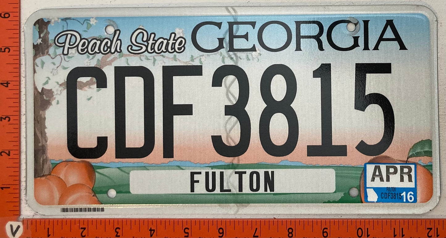 2016 Georgia #CDF3815 Passenger License Plate