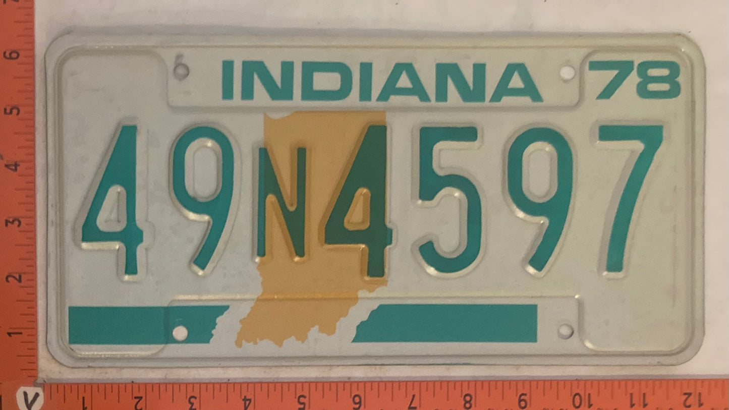 1978 Indiana #49N4597 Passenger License Plate