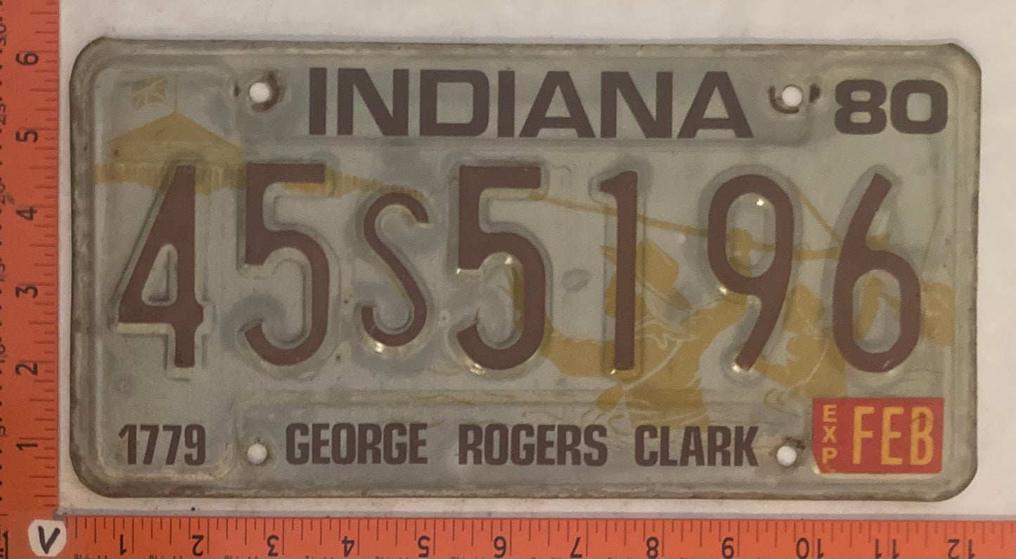 1980 Indiana #45S5196 Passenger License Plate
