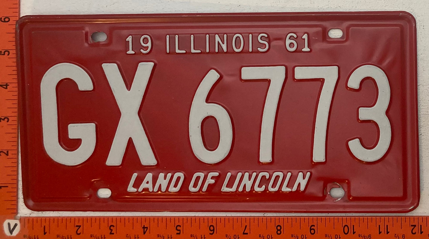 1961 Illinois #GX 6773 Passenger License Plate