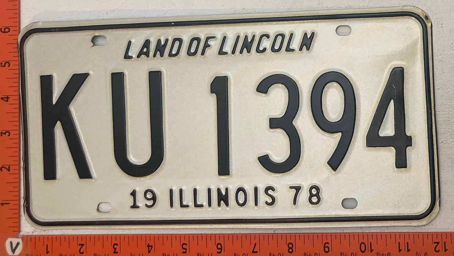 1978 Illinois #KU 1394 Passenger License Plate