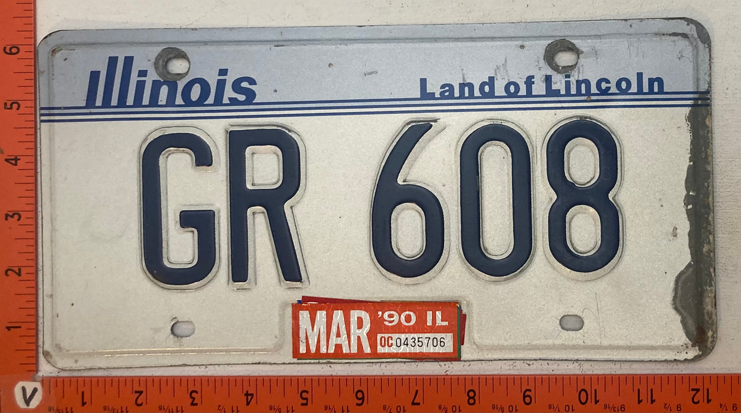 1990 Illinois #GR 608 Passenger License Plate