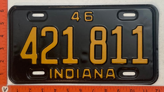 1946 Indiana #421 811 Passenger License Plate