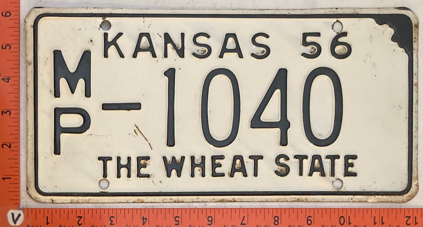 1956 Kansas #M/P-1040 Passenger License Plate