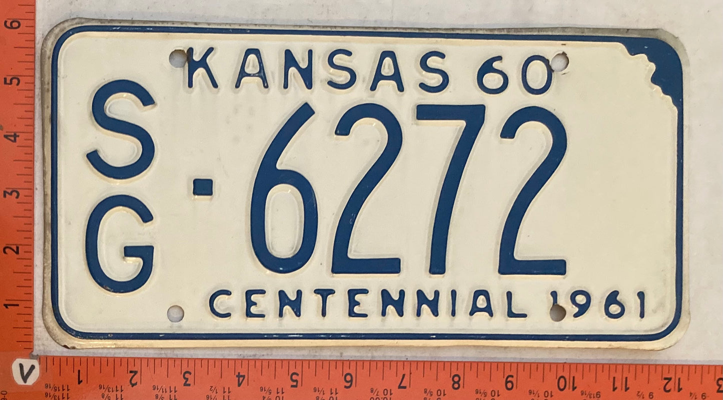 1960 Kansas #S/G-6272 Passenger License Plate