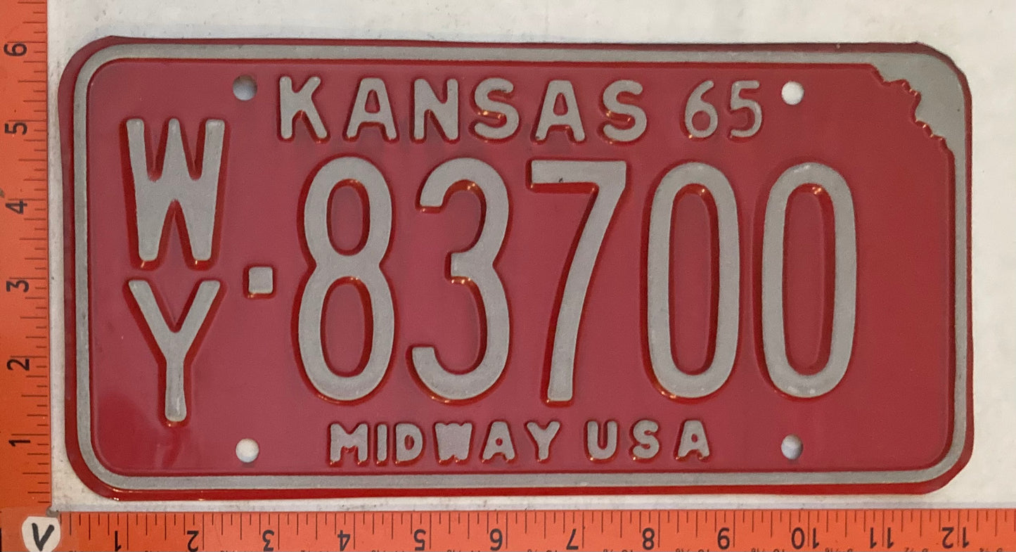 1965 Kansas #W/Y-83700 Passenger License Plate