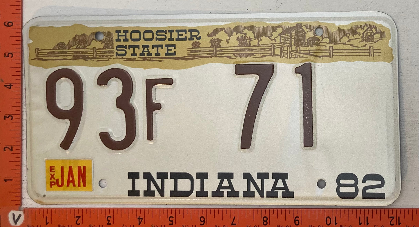 1982 Indiana #93F 71 Passenger License Plate