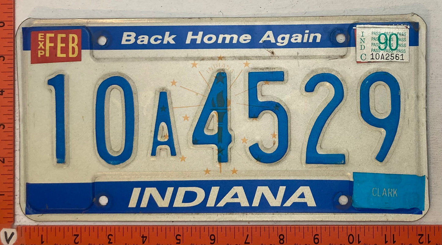 1990 Indiana #10A4529 Passenger License Plate