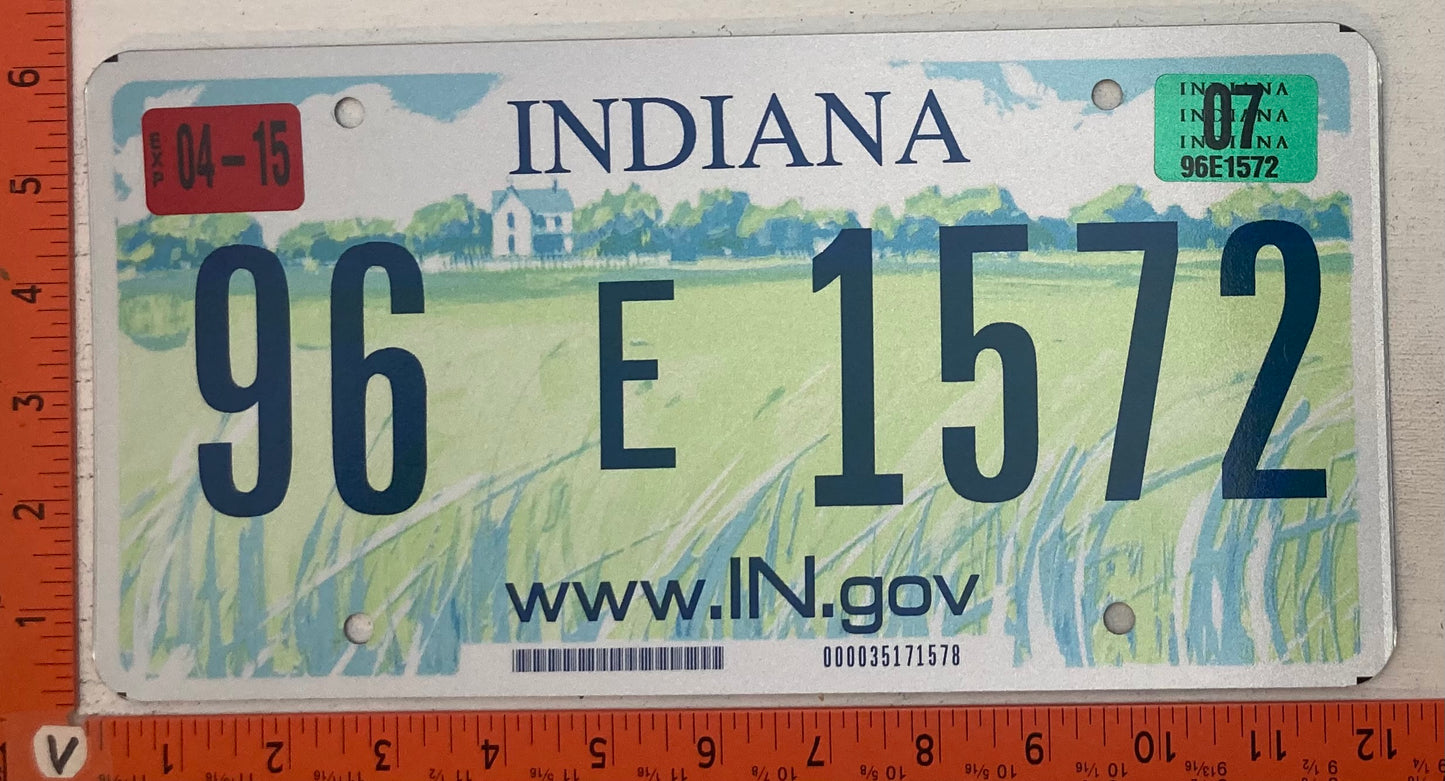 2007 Indiana #96E1572 Passenger License Plate