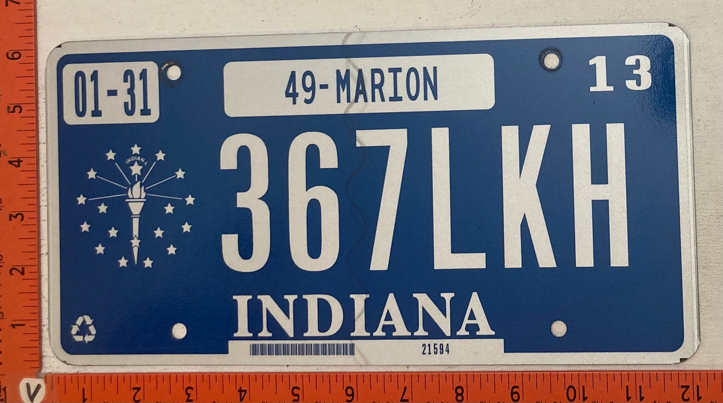 2013 Indiana #367LKH Passenger License Plate