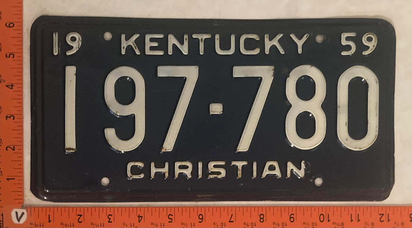 1959 Kentucky #197-780 Passenger License Plate