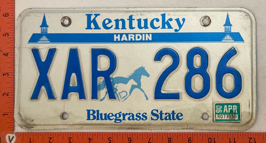 1990 Kentucky #XAR 286 Passenger License Plate