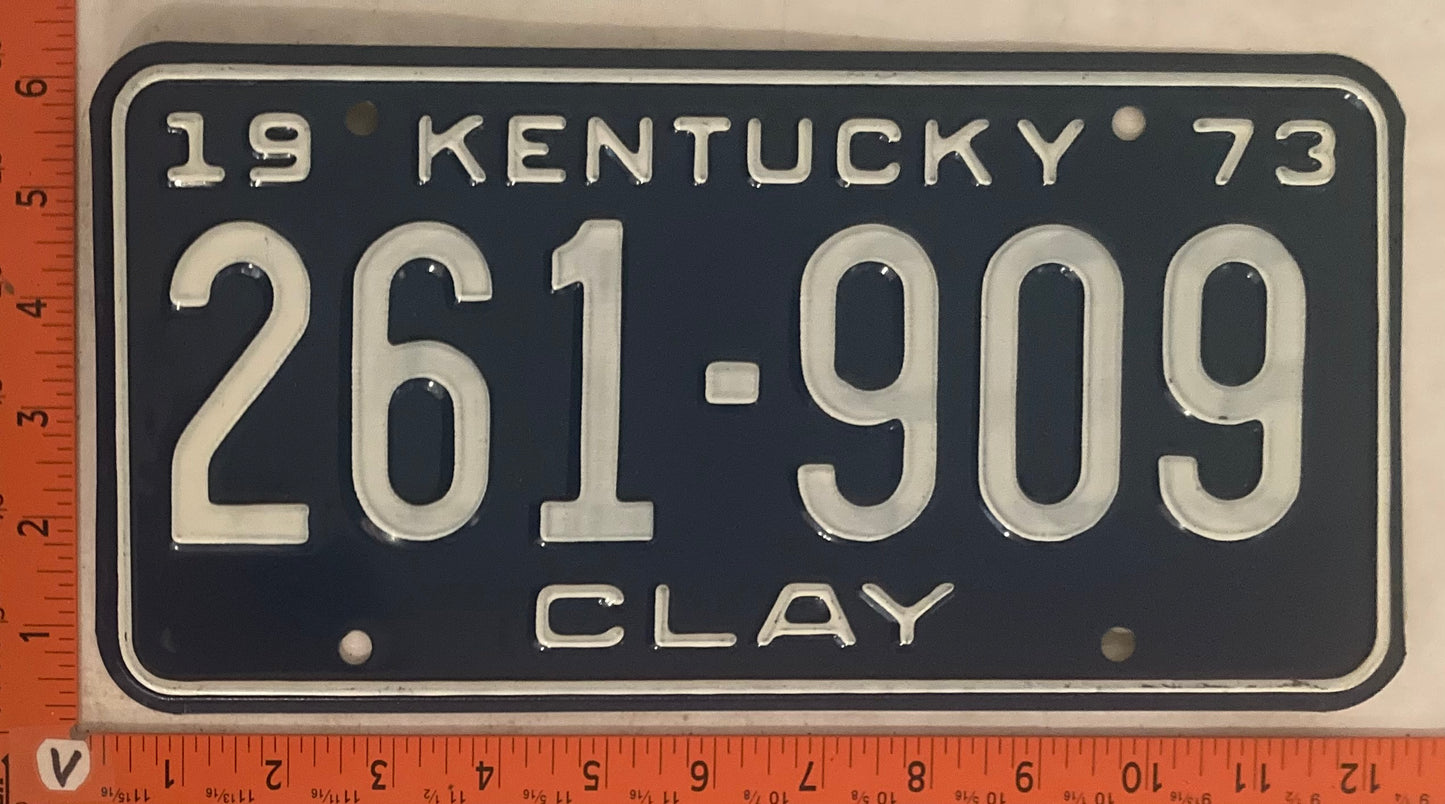 1973 Kentucky #261-909 Passenger License Plate