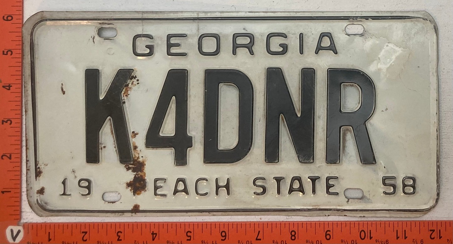 1958 Georgia #K4DNR Ham Radio License Plate