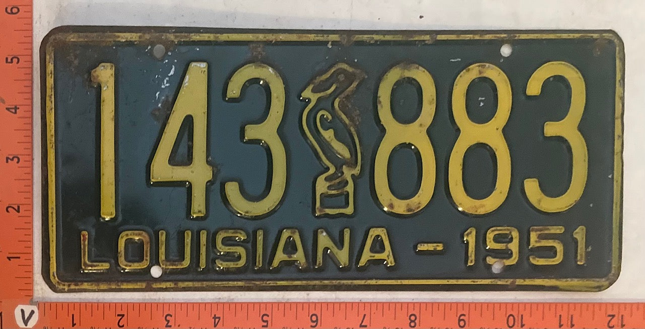 1951 Louisiana #143 883 Passenger License Plate