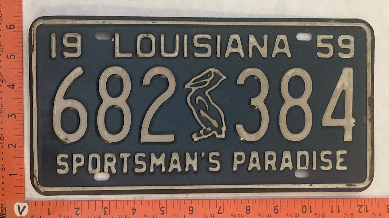 1959 Louisiana #682 384 Passenger License Plate
