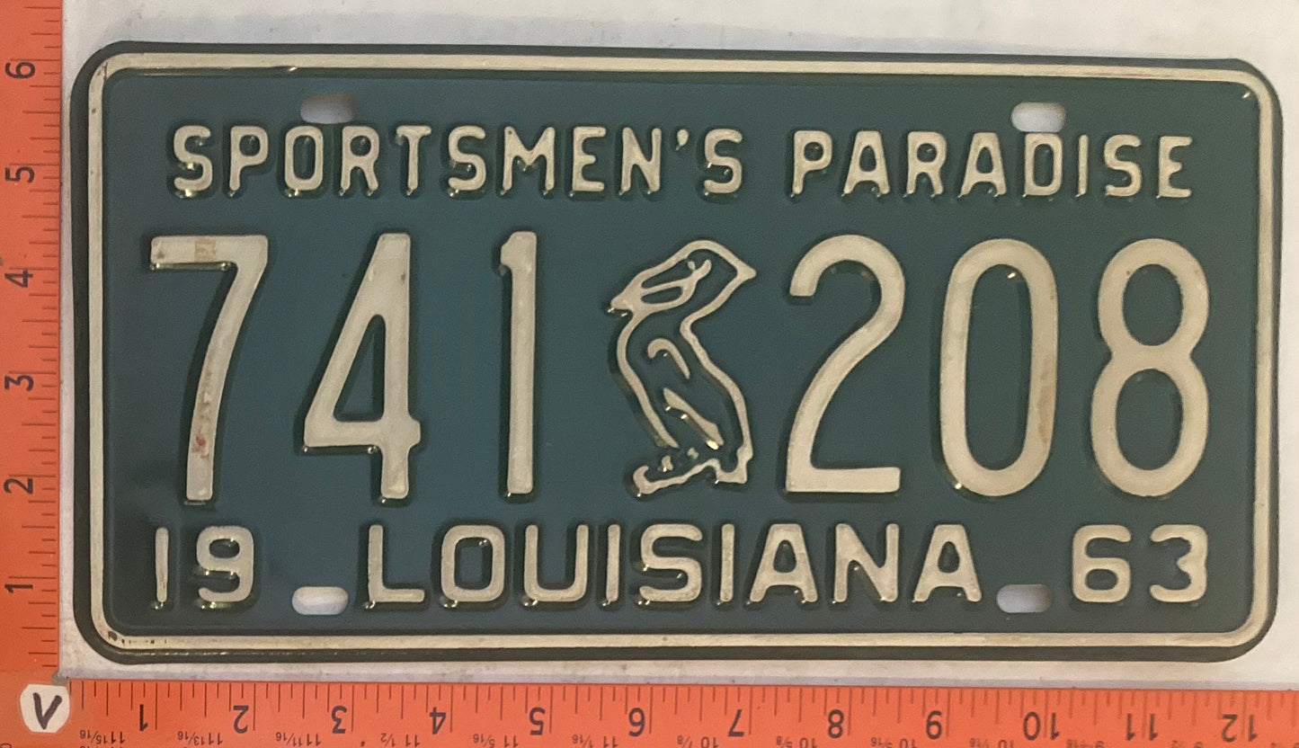 1963 Louisiana #741 208 Passenger License Plate