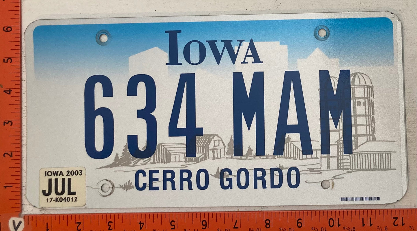 2003 Iowa #634 MAN Passenger License Plate