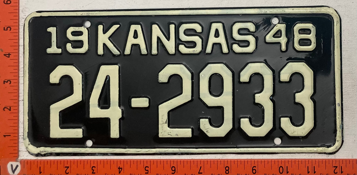 1948 Kansas #24-2933 Passenger License Plate