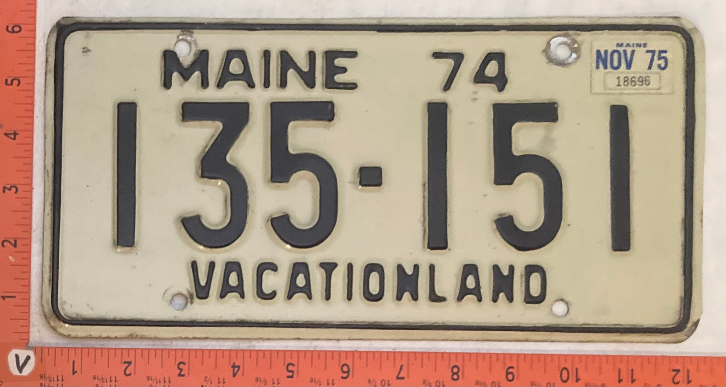 1975 Maine #135-151 Passenger License Plate