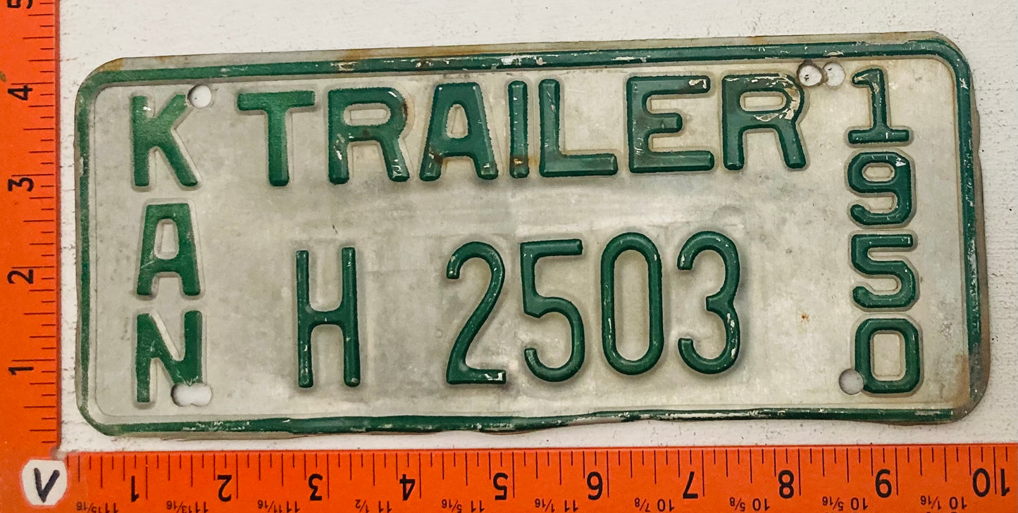 1950 Kansas #H 2503 Trailer License Plate