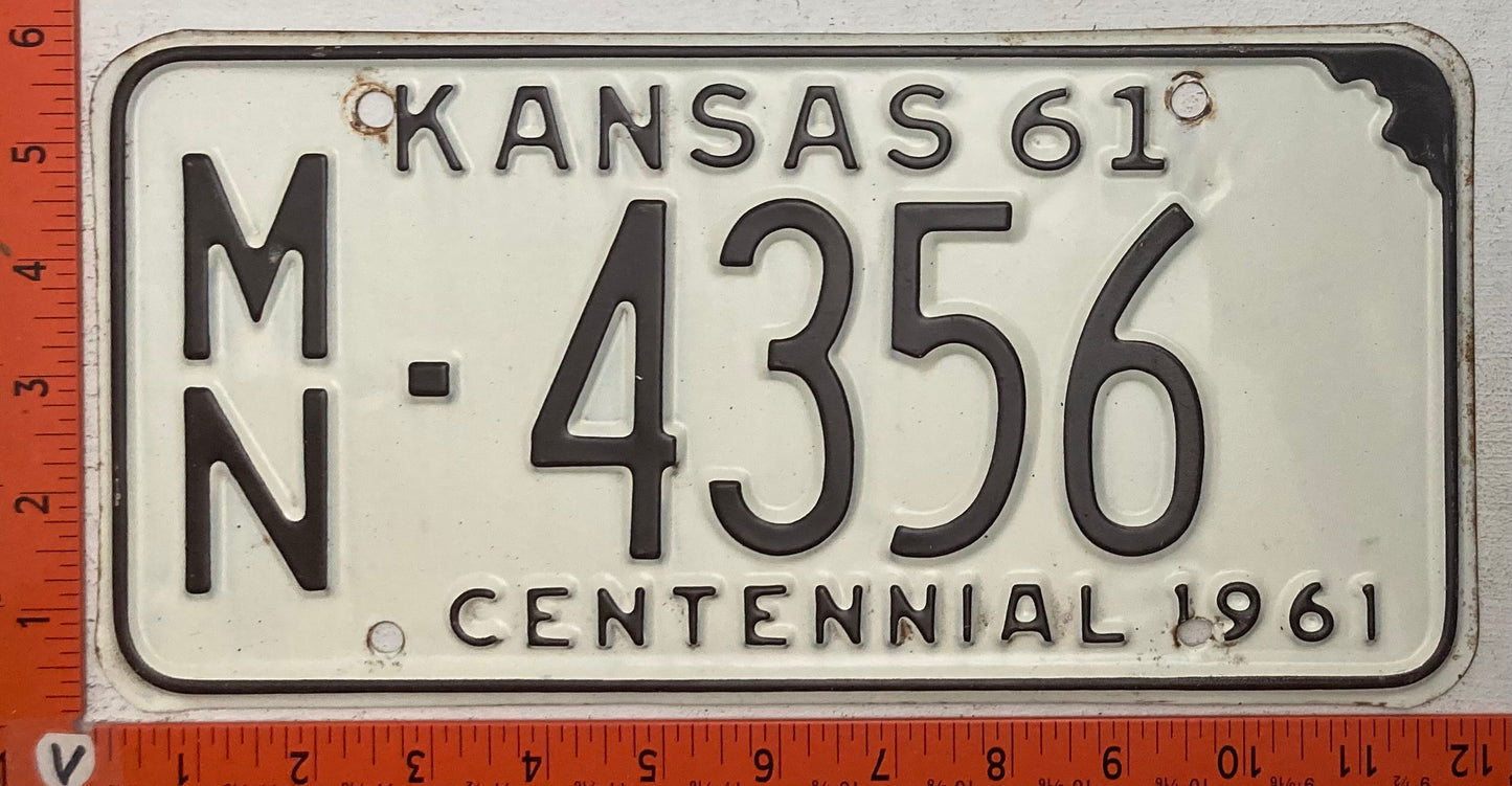1961 Kansas #M/N 4356 Passenger License Plate