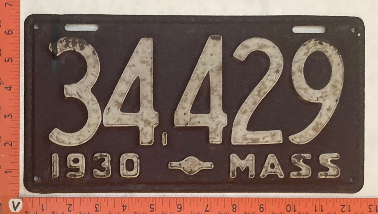 1930 Massachuetts #34,429 Passenger License Plate