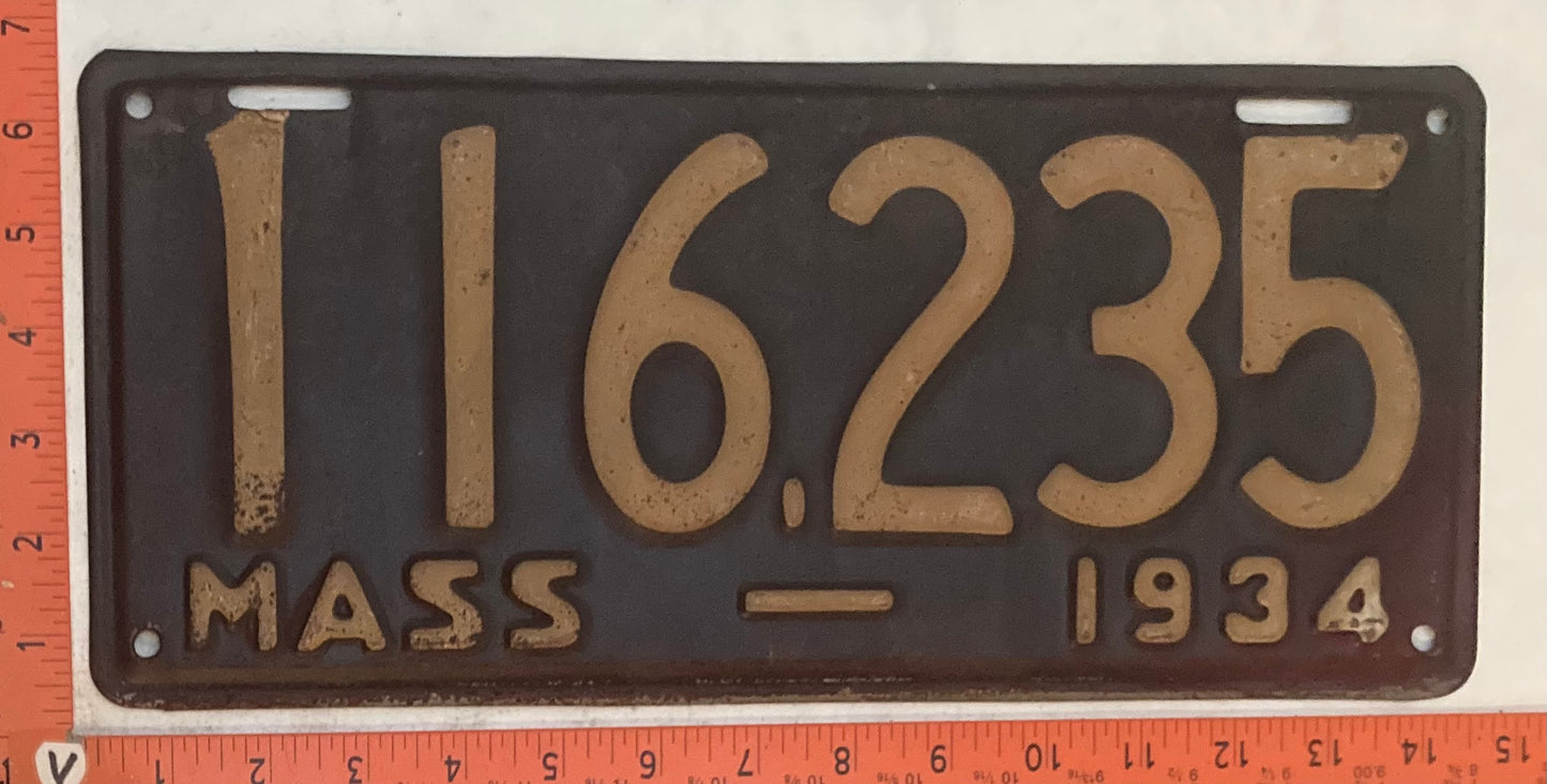 1934 Massachuetts #116,235 Passenger License Plate