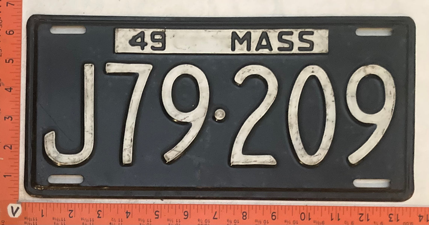 1949 Massachuetts #J79-209 Passenger License Plate