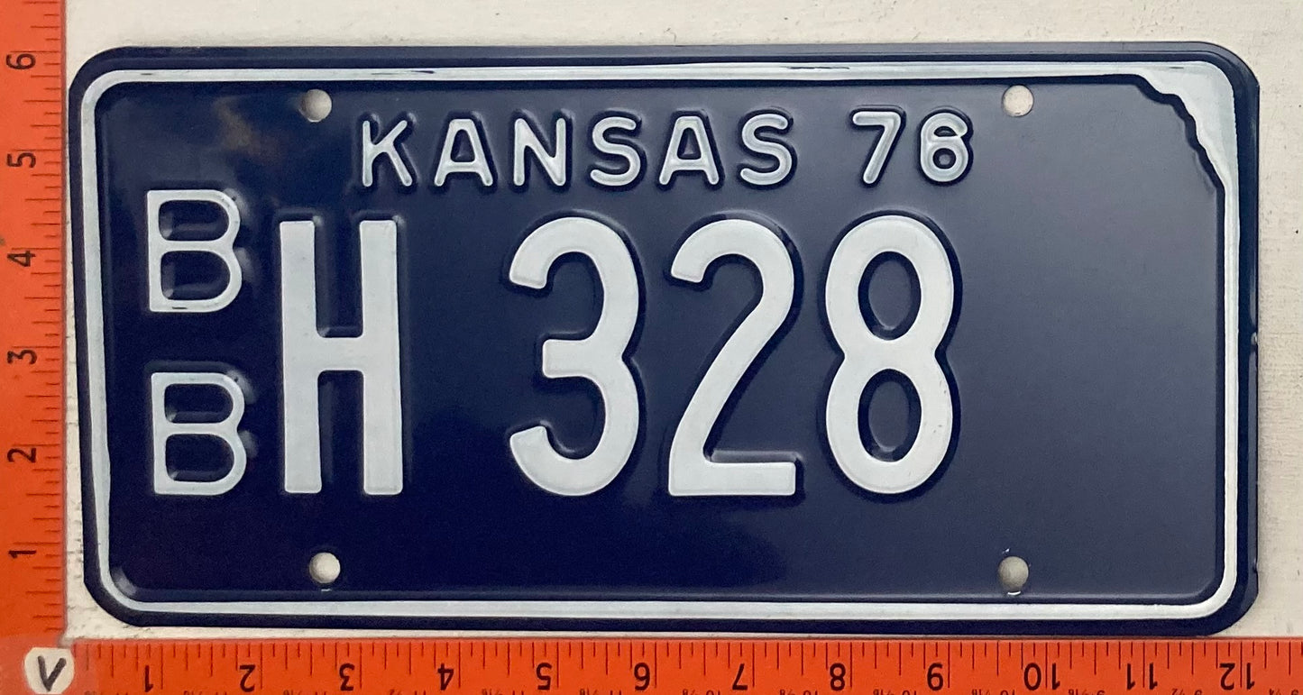 1976 Kansas #B/B H 328 Passenger License Plate