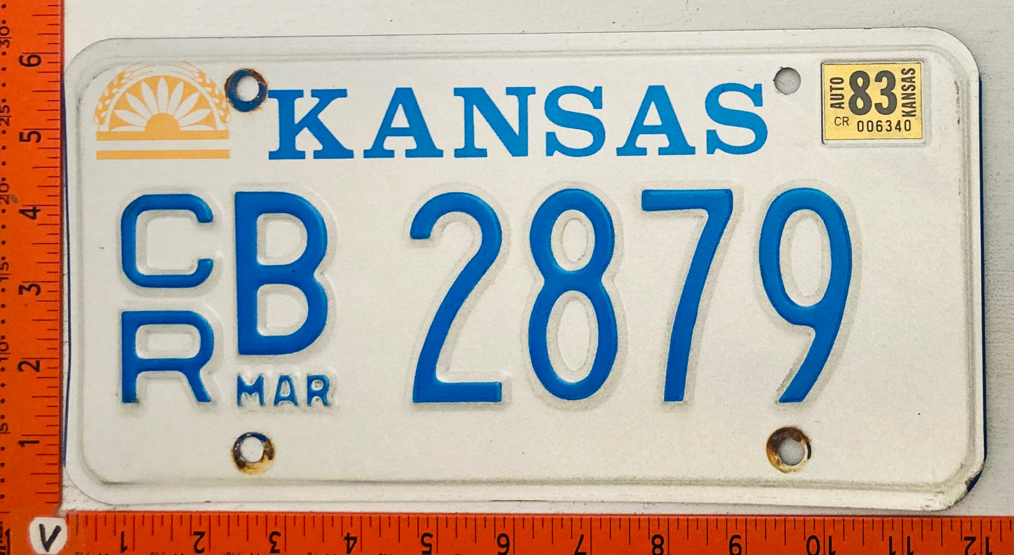 1983 Kansas #C/R B 2879 Passenger License Plate