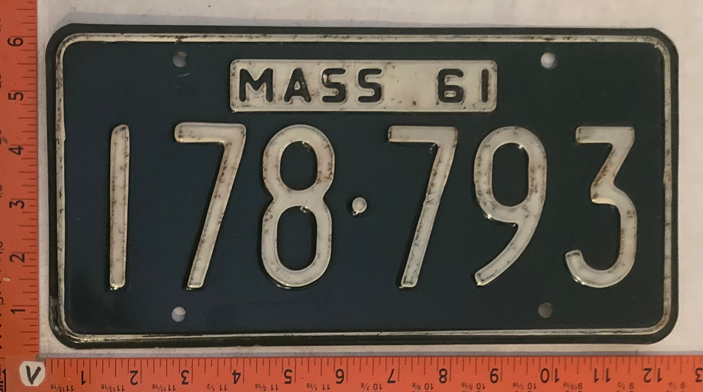 1961 Massachuetts #178-793 Passenger License Plate