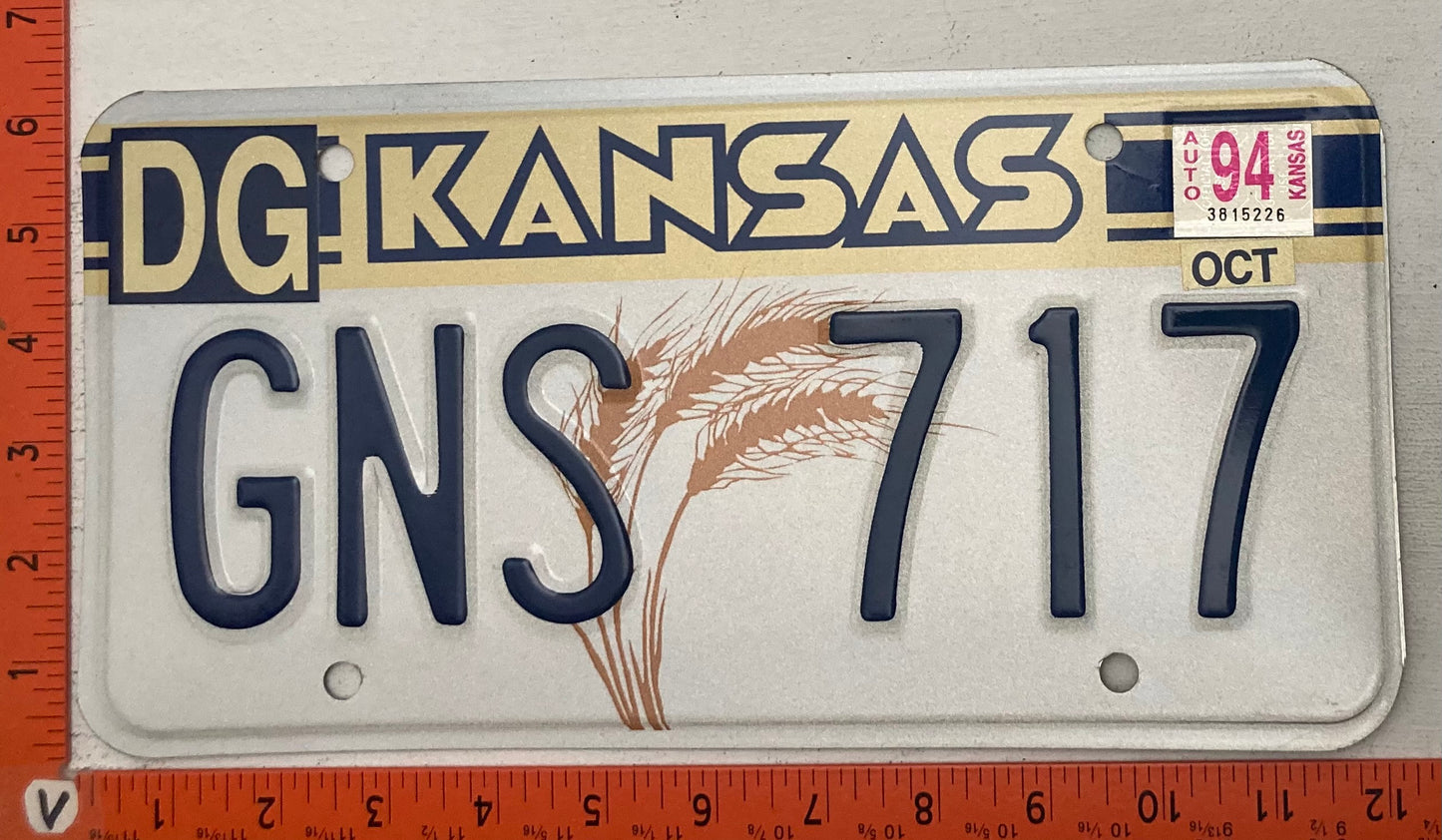1994 Kansas #GNS 717 Passenger License Plate