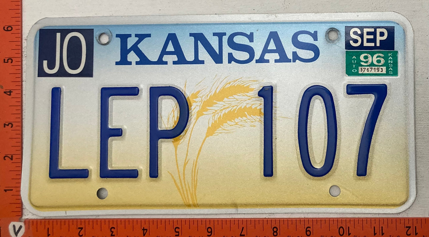 1996 Kansas #LEP 107 Passenger License Plate