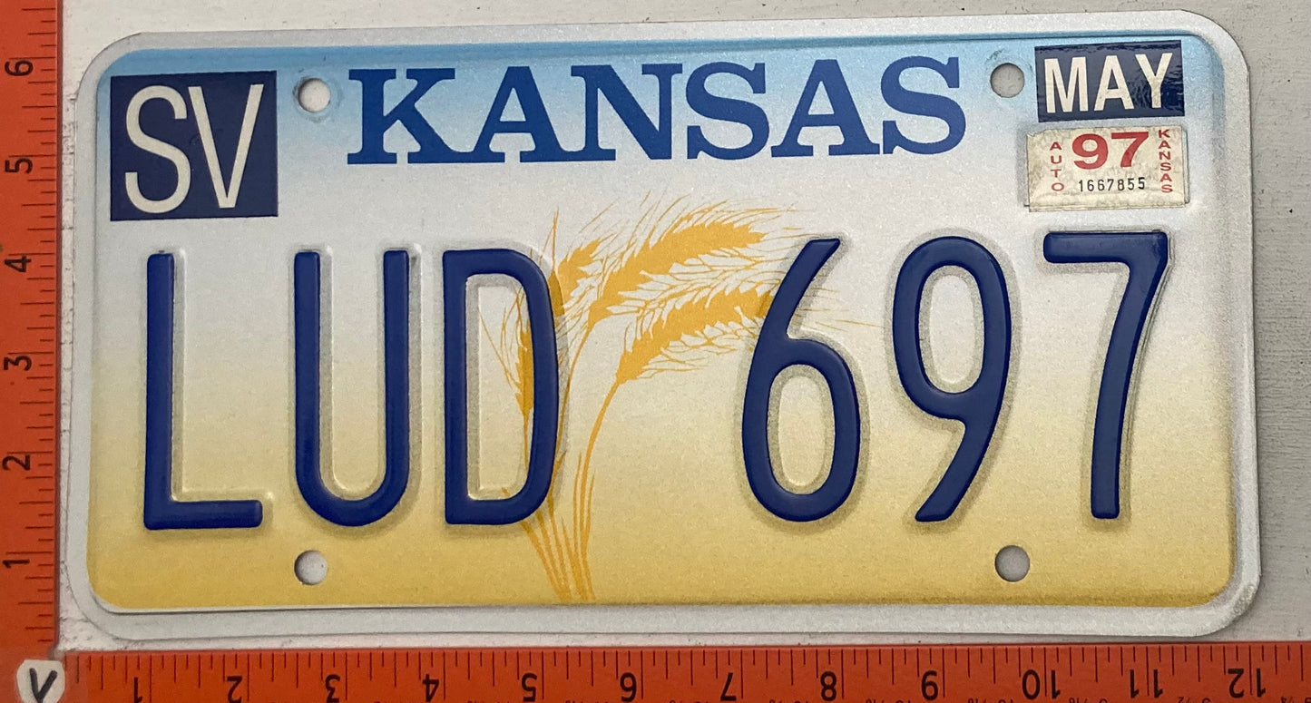1997 Kansas #LUD 697 Passenger License Plate