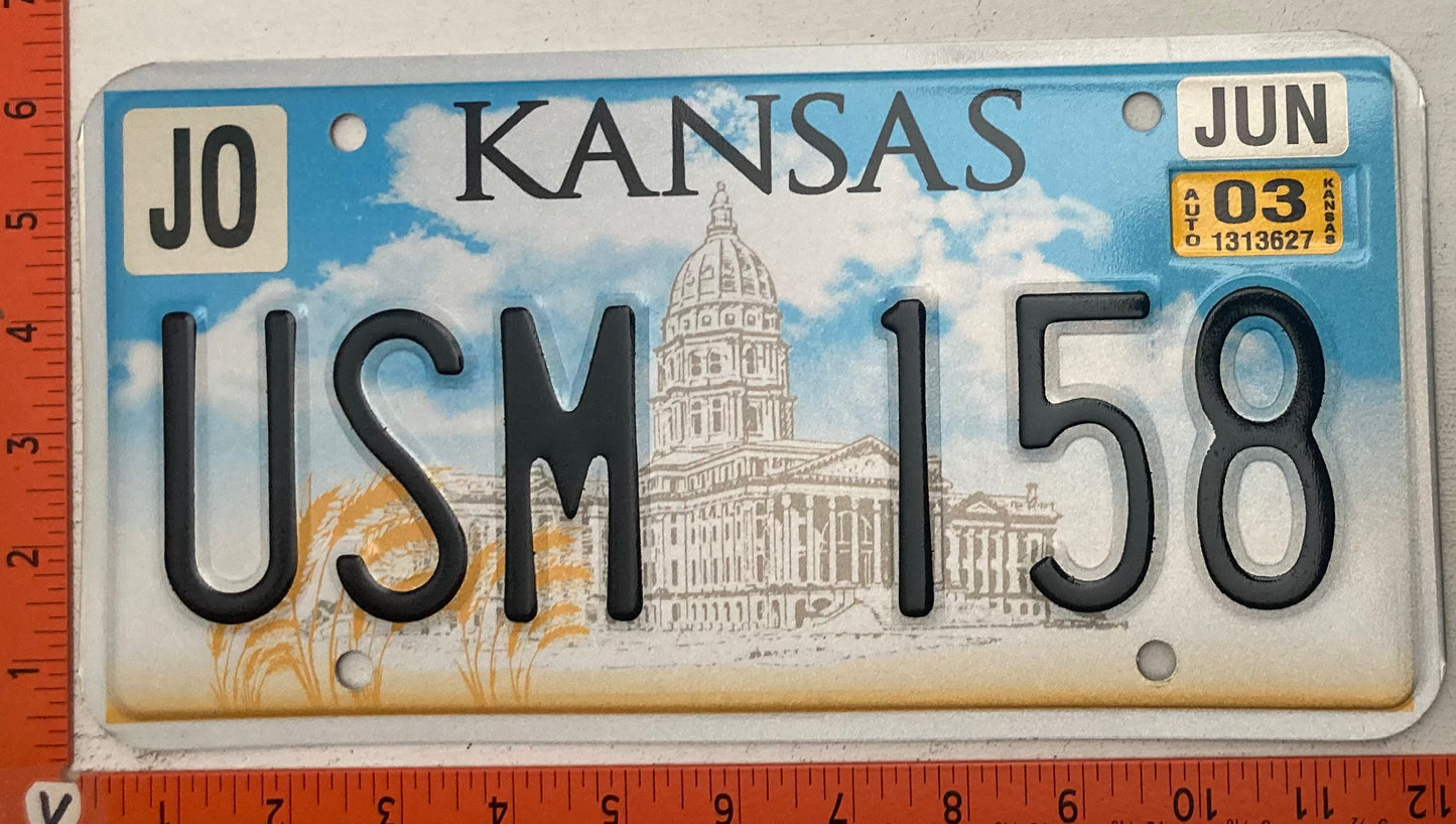 2003 Kansas #USM 158 Passenger License Plate