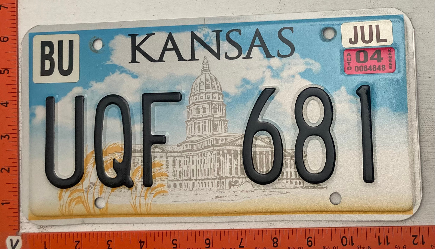 2004 Kansas #UQF 681 Passenger License Plate